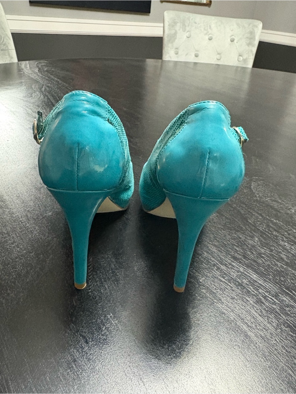 Style & Co. Teal Peep-Toe Slingback Heels - Picture 5 of 6